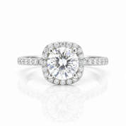1.0 Ct 6.5mm Round Diamond Option Halo Engagement Ring-Black Diamonds New York