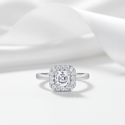 1.0 Ct Asscher Cut Diamond Option Halo Engagement Ring-Black Diamonds New York