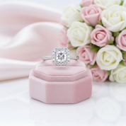 1.0 Ct Asscher Cut Diamond Option Halo Engagement Ring-Black Diamonds New York