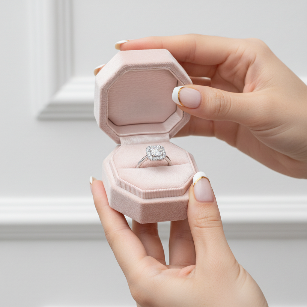 1.0 Ct Asscher Cut Diamond Option Halo Engagement Ring-Black Diamonds New York