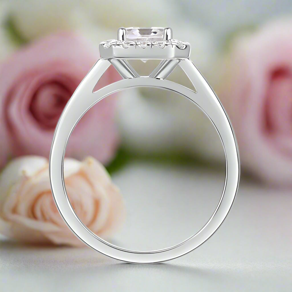 1.0 Ct Asscher Cut Diamond Halo Engagement Ring-Black Diamonds New York