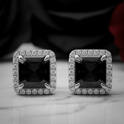 1.0 Ct Asscher Cut Diamond Stud Earrings-Black Diamonds New York
