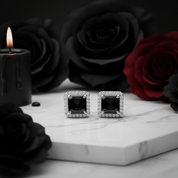 1.0 Ct Asscher Cut Diamond Stud Earrings-Black Diamonds New York