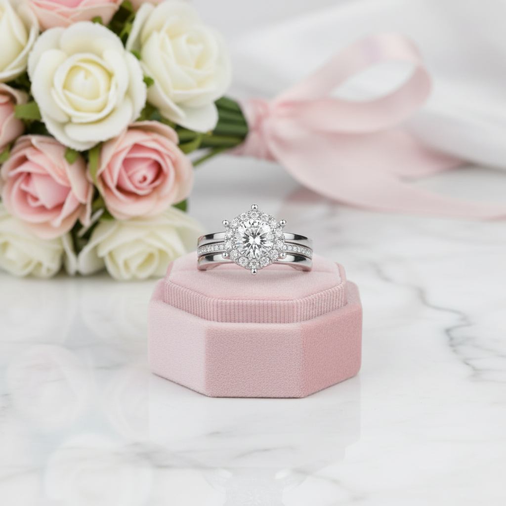 1.0 Ct Diamond Option Bridal Ring Set-Black Diamonds New York