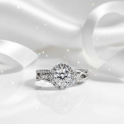 1.0 Ct Diamond Halo Engagement Ring-Black Diamonds New York