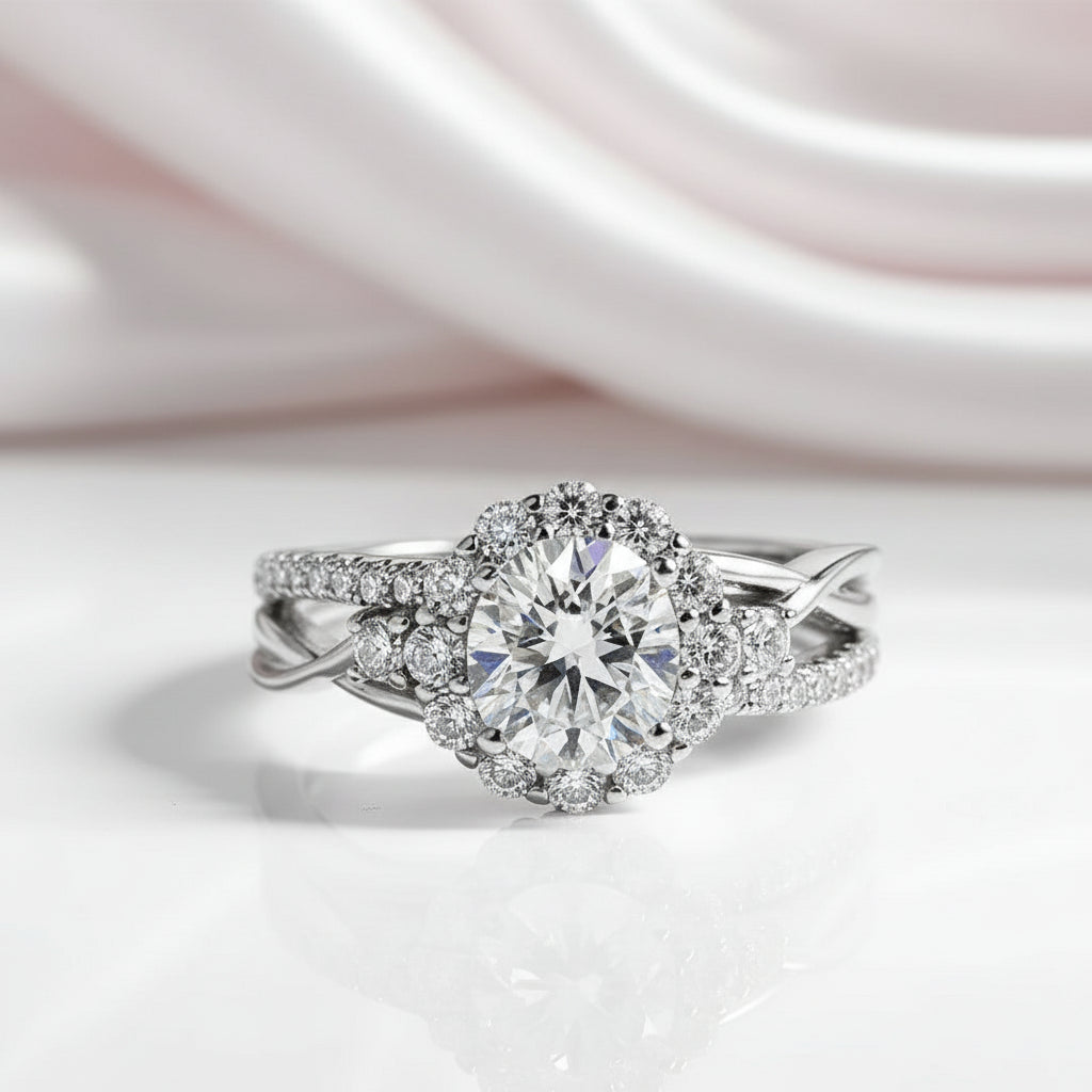 1.0 Ct Diamond Option Halo Engagement Ring-Black Diamonds New York
