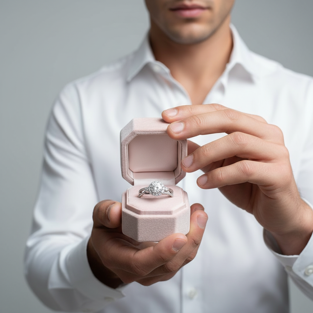 1.0 Ct Diamond Halo Engagement Ring-Black Diamonds New York