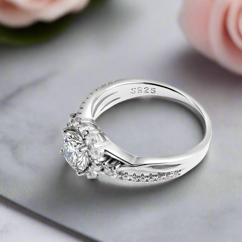 1.0 Ct Diamond Halo Engagement Ring-Black Diamonds New York