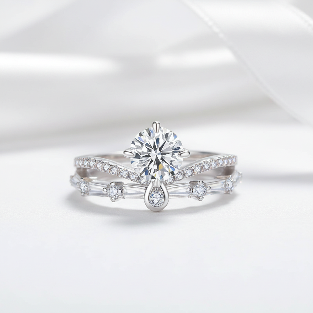 1.0 Ct Diamond Option Princess Crown Engagement Ring-Black Diamonds New York