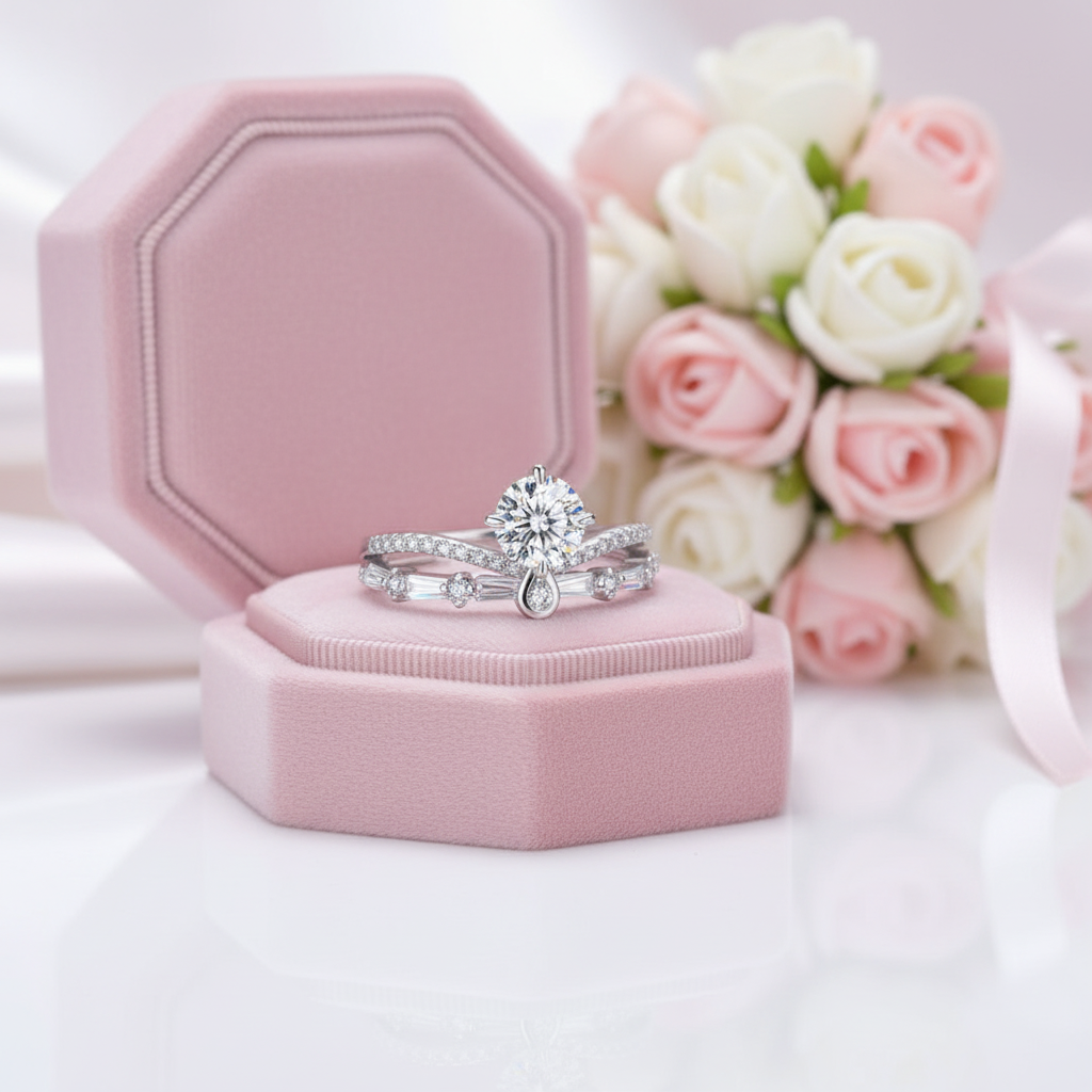1.0 Ct Diamond Option Princess Crown Engagement Ring-Black Diamonds New York