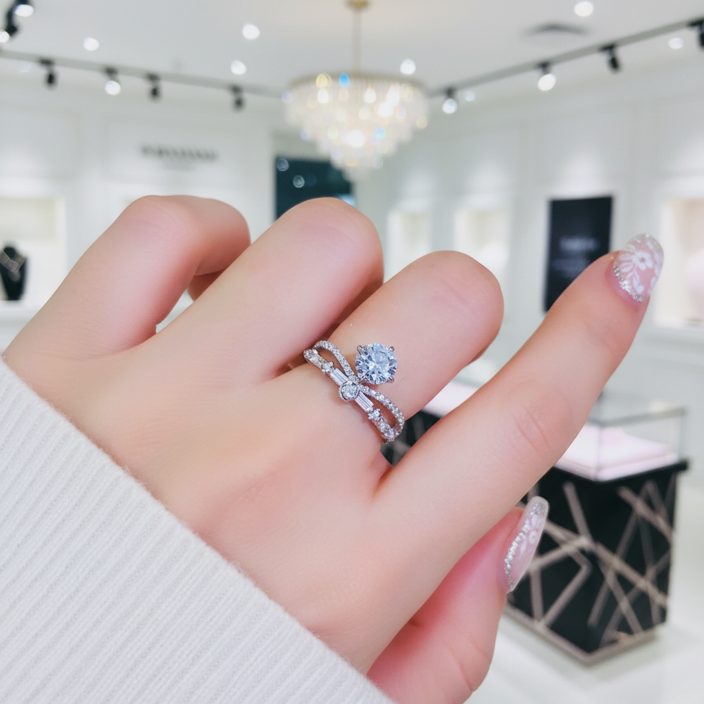1.0 Ct Diamond Option Princess Crown Engagement Ring-Black Diamonds New York