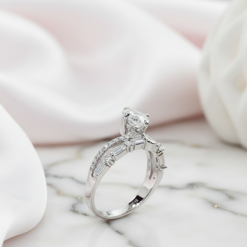 1.0 Ct Diamond Option Princess Crown Engagement Ring-Black Diamonds New York