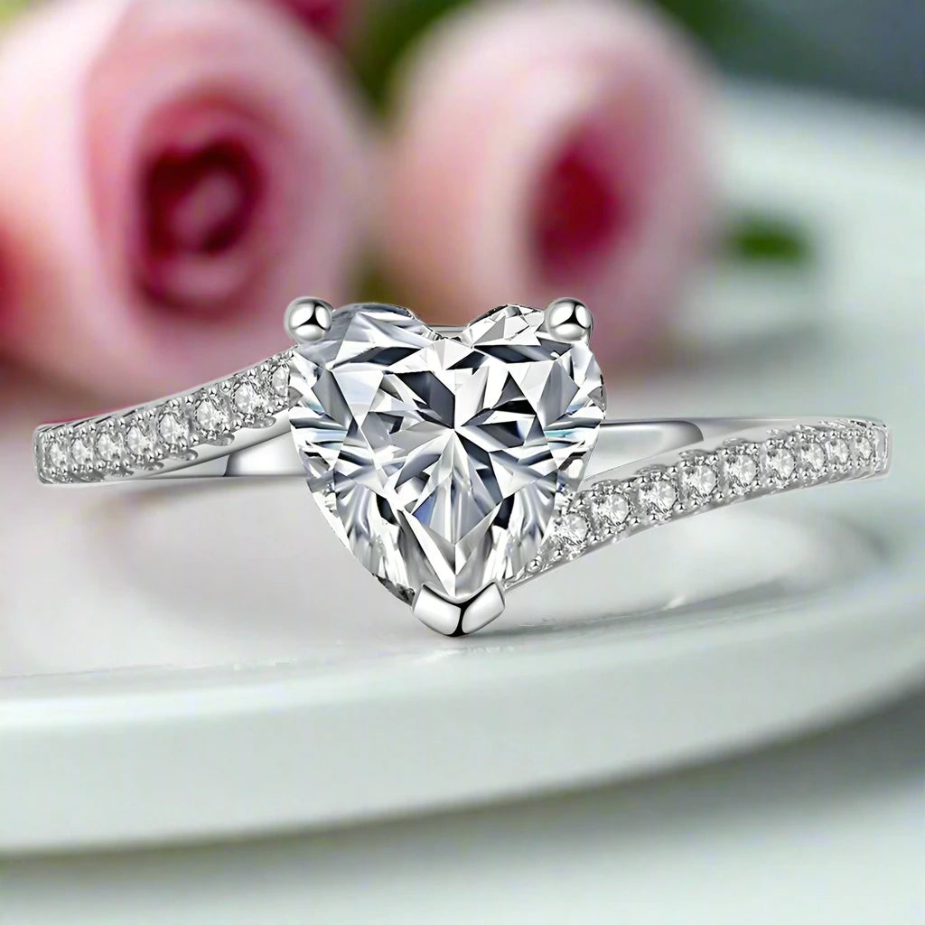 1.0 Ct Heart Cut Diamond Engagement Ring-Black Diamonds New York