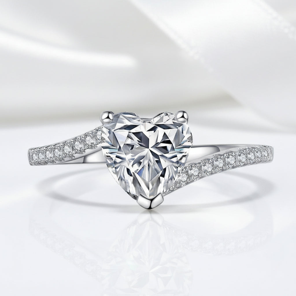 1.0 Ct Heart Cut Diamond Option Engagement Ring-Black Diamonds New York