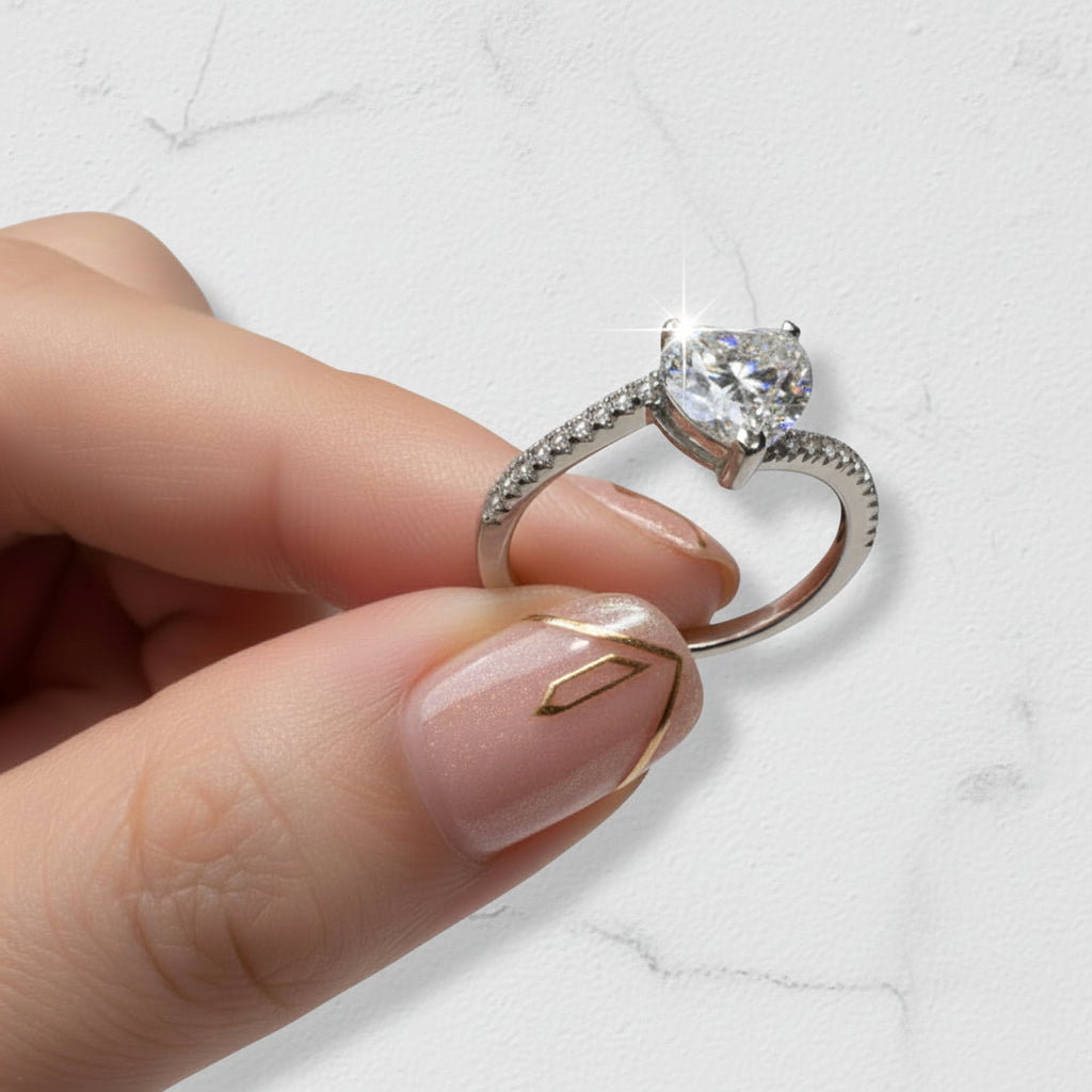 1.0 Ct Heart Cut Diamond Option Engagement Ring-Black Diamonds New York