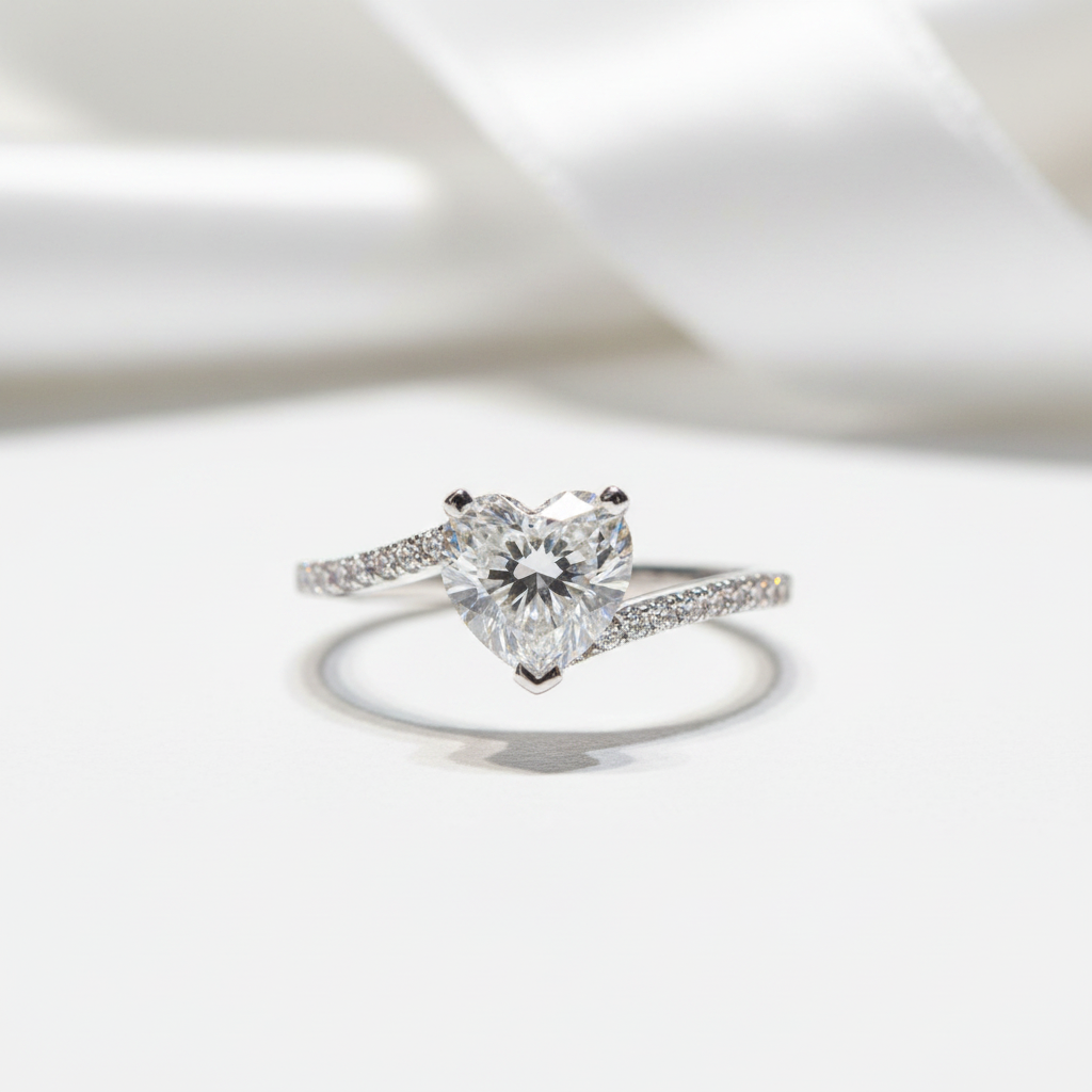 1.0 Ct Heart Cut Diamond Option Engagement Ring-Black Diamonds New York