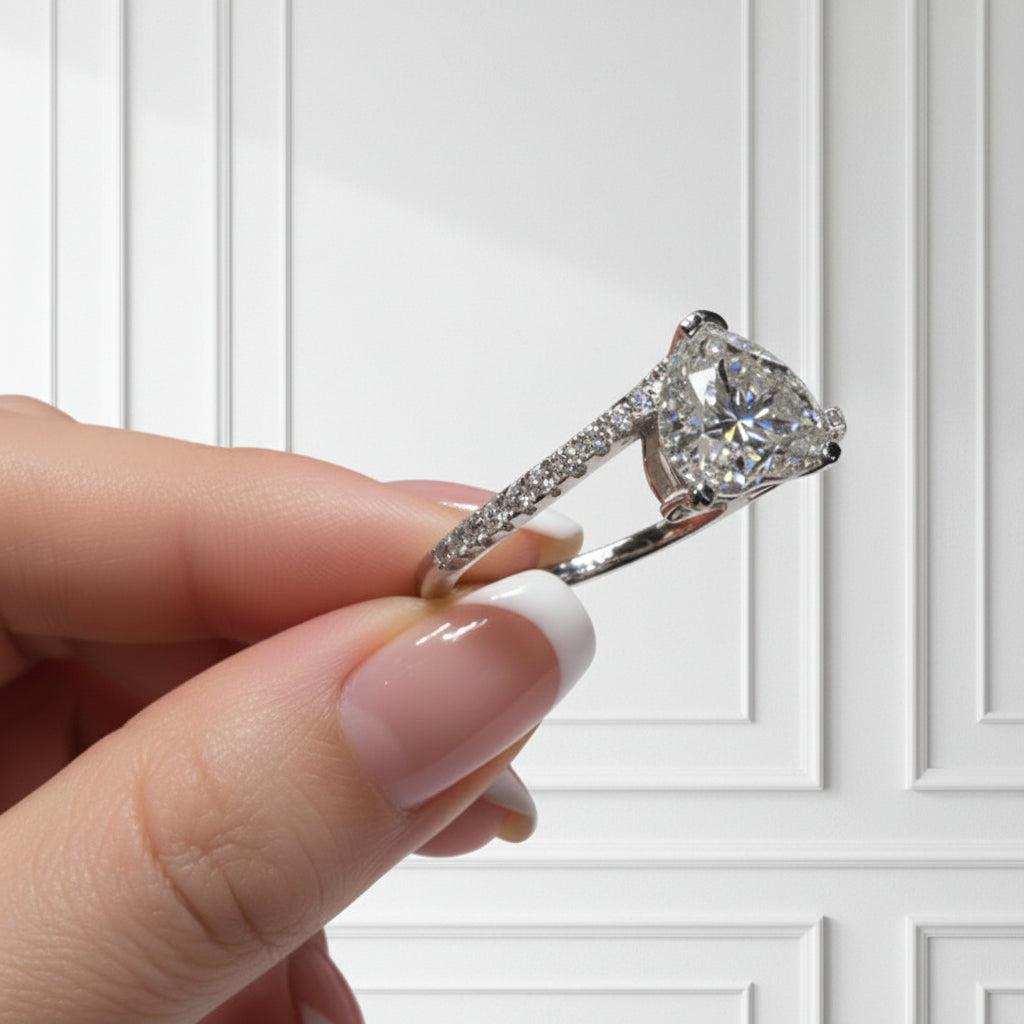 1.0 Ct Heart Cut Diamond Option Engagement Ring-Black Diamonds New York