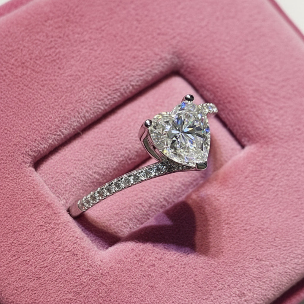 1.0 Ct Heart Cut Diamond Option Engagement Ring-Black Diamonds New York
