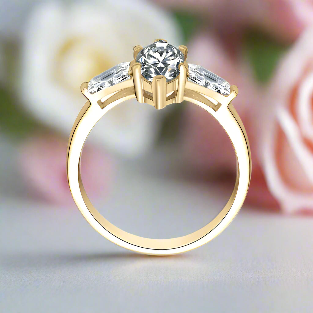 1.0 Ct Marquise Cut Diamond Three Stone Engagement Ring-Black Diamonds New York