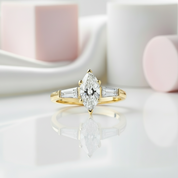 1.0 Ct Marquise Cut Diamond Three Stone Engagement Ring-Black Diamonds New York