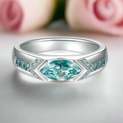 1.0 Ct Marquise Cut Green Diamond Engagement Ring-Black Diamonds New York