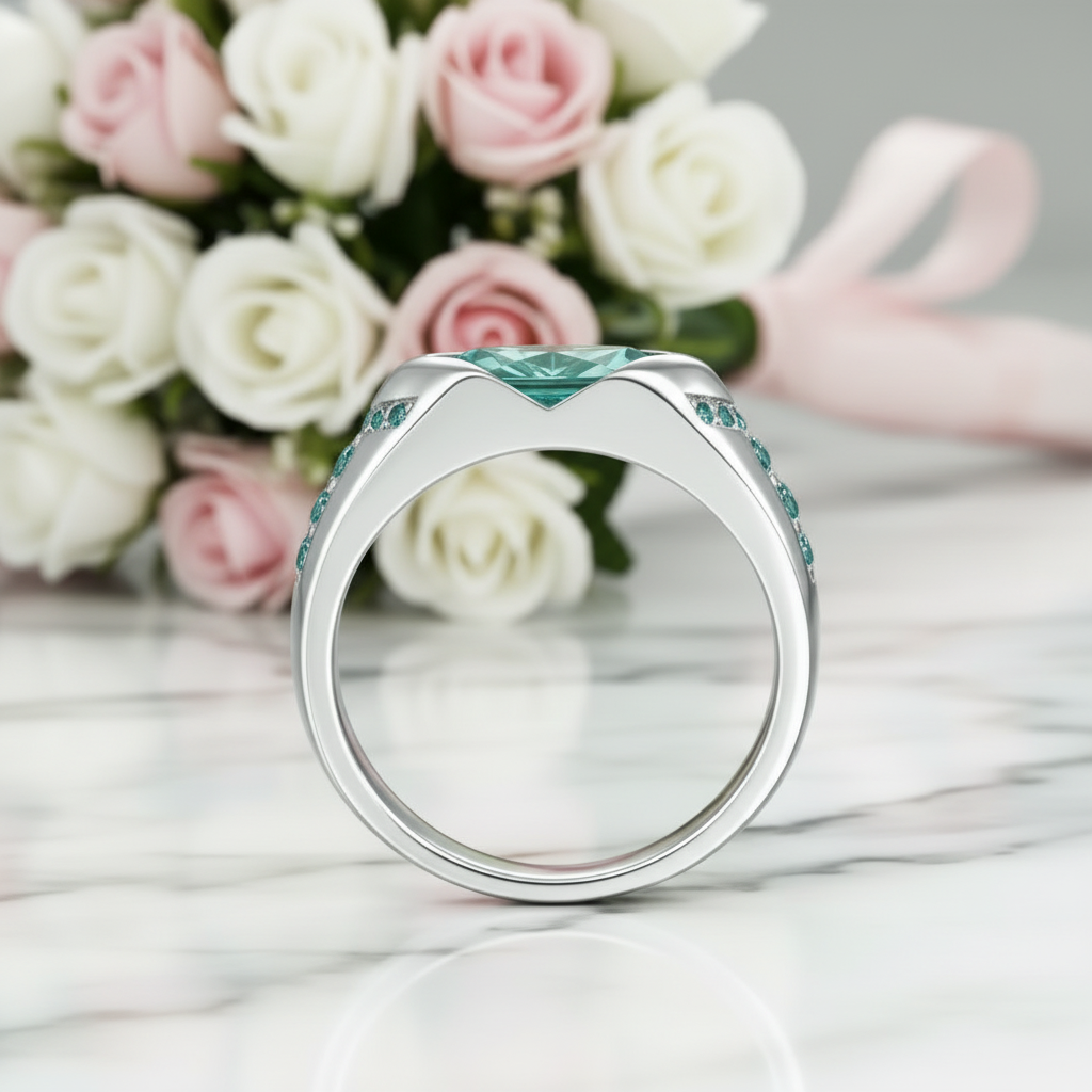1.0 Ct Marquise Cut Green Diamond Option Engagement Ring-Black Diamonds New York