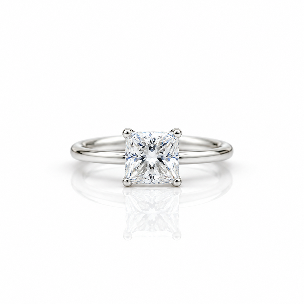 1.0 Ct Princess Cut Diamond Option Solitaire Engagement Ring-Black Diamonds New York