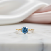 1.0 Ct Round Cut Blue Diamond Option Engagement Ring-Black Diamonds New York