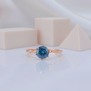 1.0 Ct Round Cut Blue Diamond Engagement Ring-Black Diamonds New York