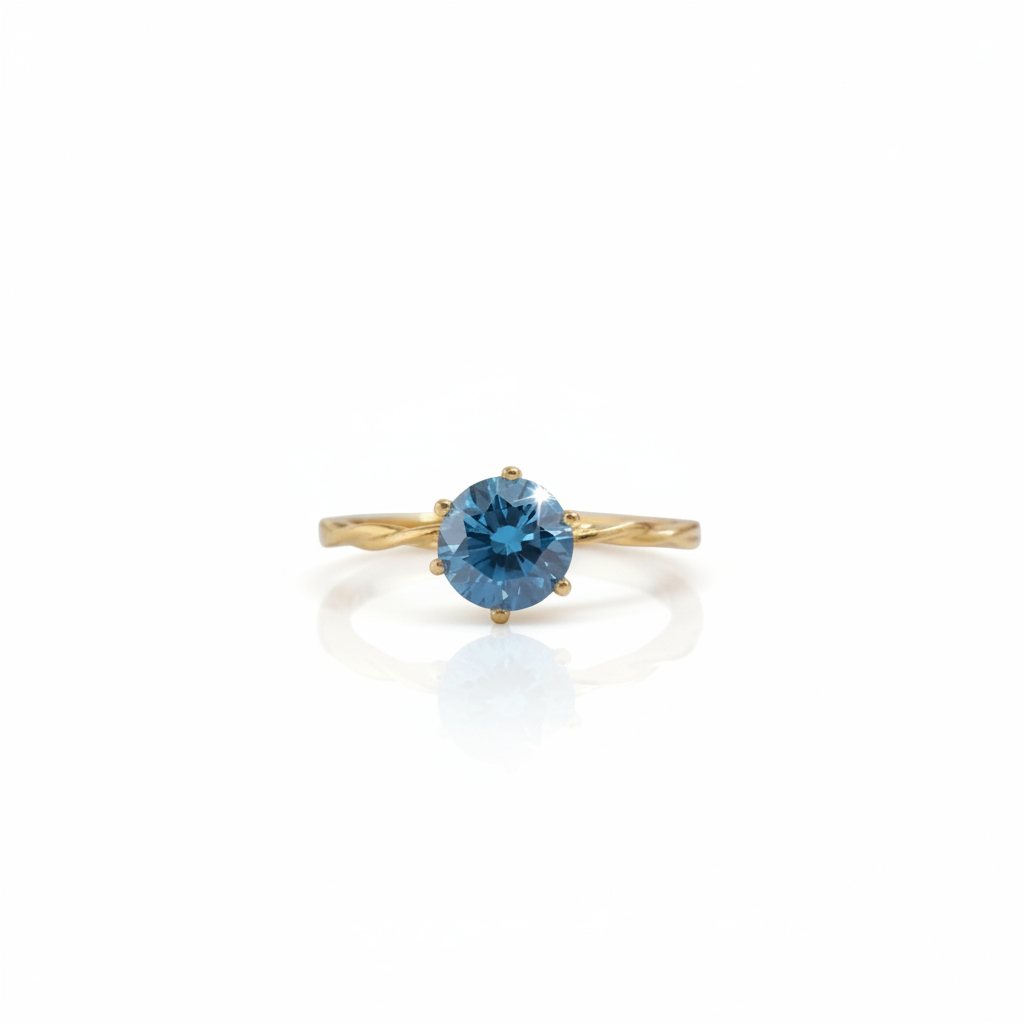 1.0 Ct Round Cut Blue Diamond Option Engagement Ring-Black Diamonds New York