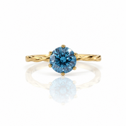 1.0 Ct Round Cut Blue Diamond Option Engagement Ring-Black Diamonds New York