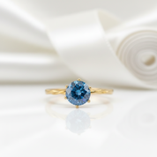 1.0 Ct Round Cut Blue Diamond Option Engagement Ring-Black Diamonds New York