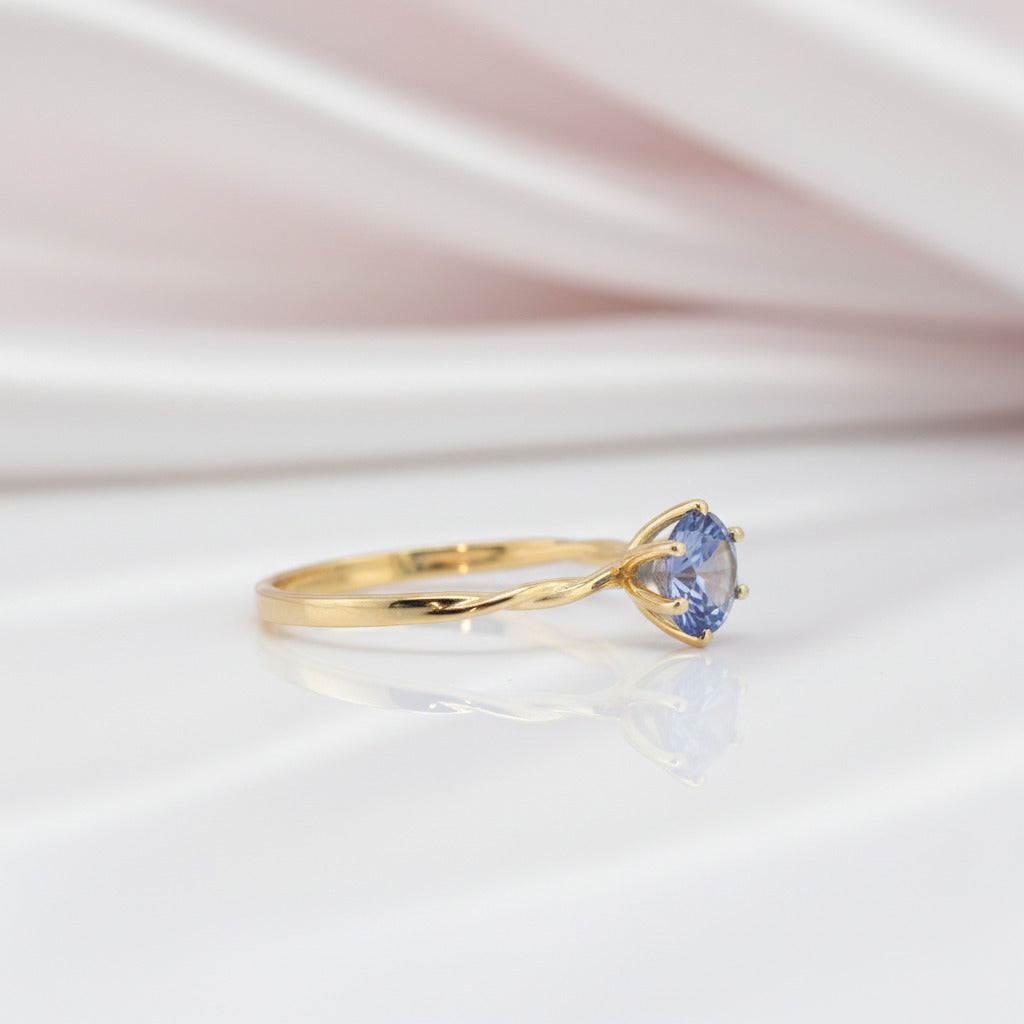 1.0 Ct Round Cut Blue Diamond Option Engagement Ring-Black Diamonds New York