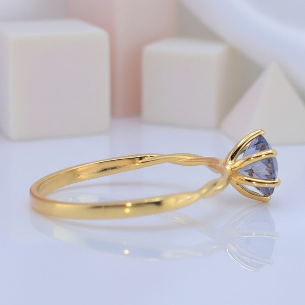 1.0 Ct Round Cut Blue Diamond Engagement Ring-Black Diamonds New York