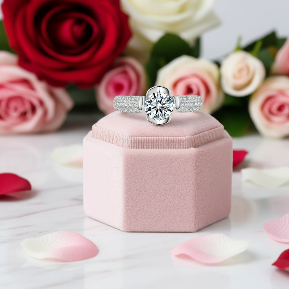 1.0 Ct Round Cut Diamond Engagement Ring-Black Diamonds New York