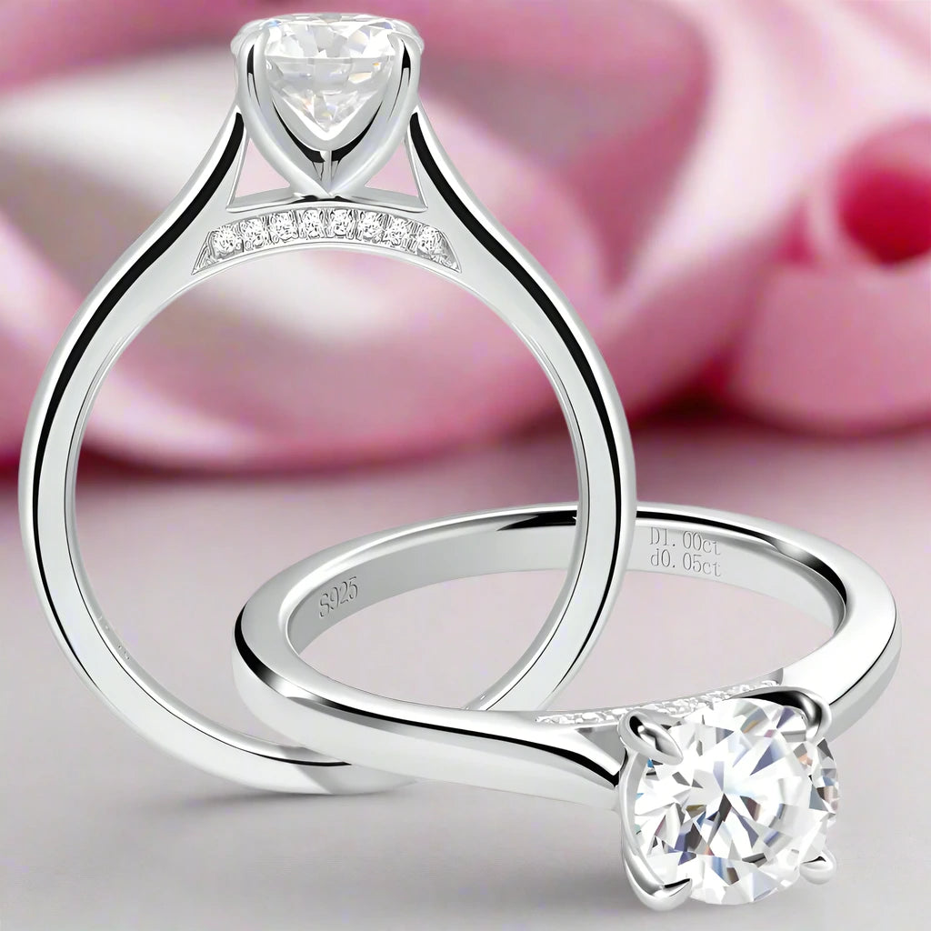 1.0 Ct Round Cut Diamond Engagement Ring-Black Diamonds New York