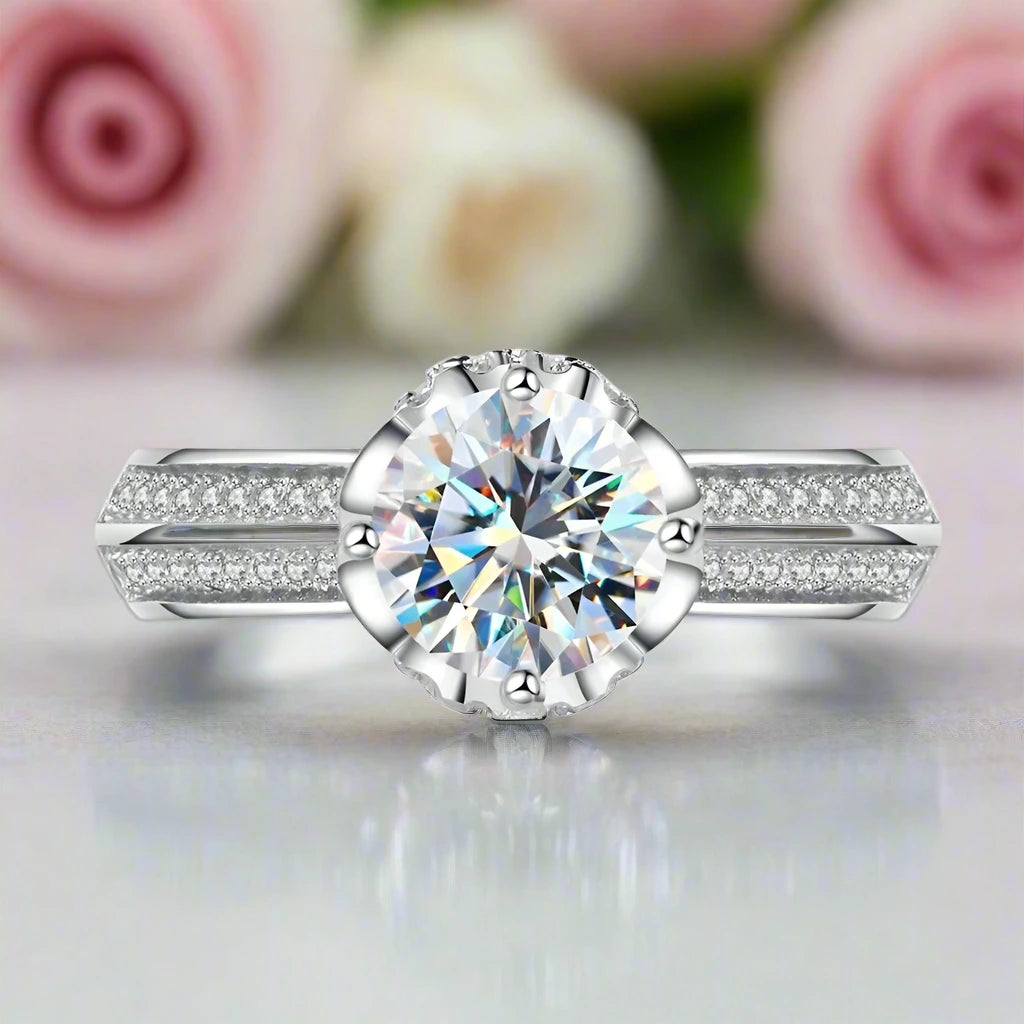 1.0 Ct Round Cut Diamond Engagement Ring-Black Diamonds New York