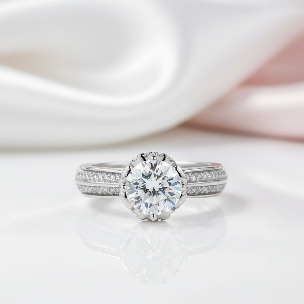 1.0 Ct Round Cut Diamond Option Engagement Ring-Black Diamonds New York