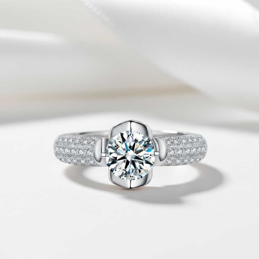 1.0 Ct Round Cut Diamond Option Engagement Ring-Black Diamonds New York