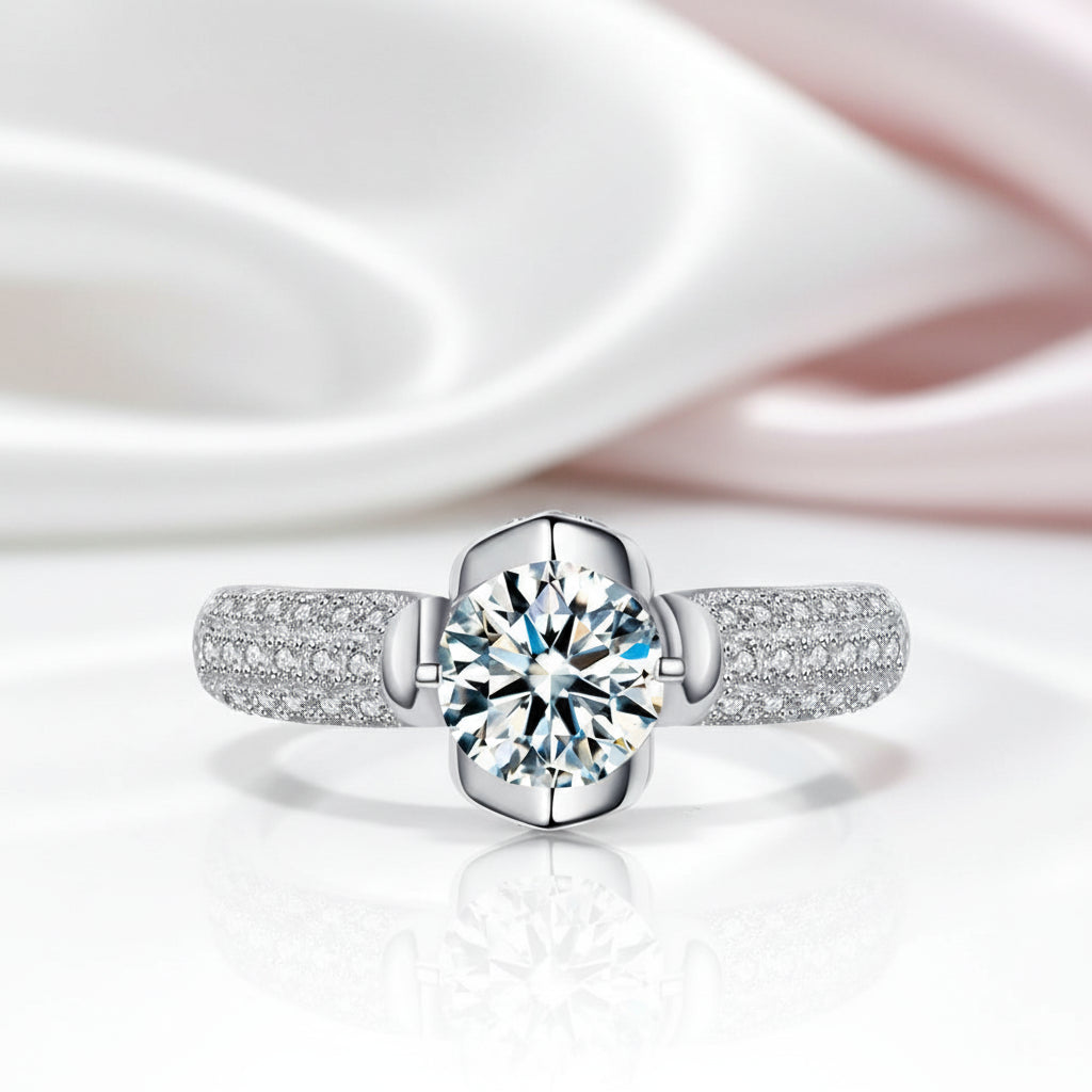 1.0 Ct Round Cut Diamond Option Engagement Ring-Black Diamonds New York