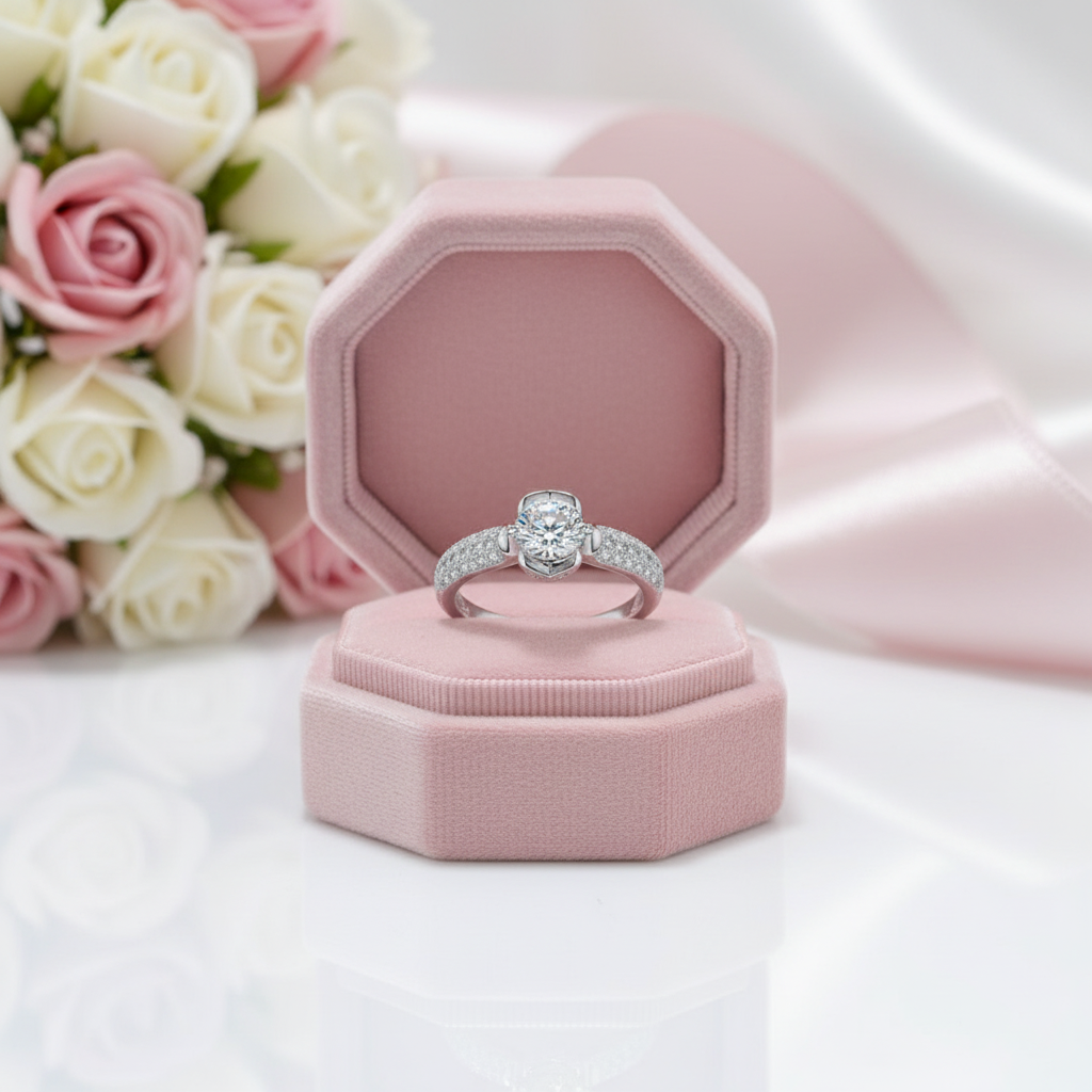 1.0 Ct Round Cut Diamond Option Engagement Ring-Black Diamonds New York