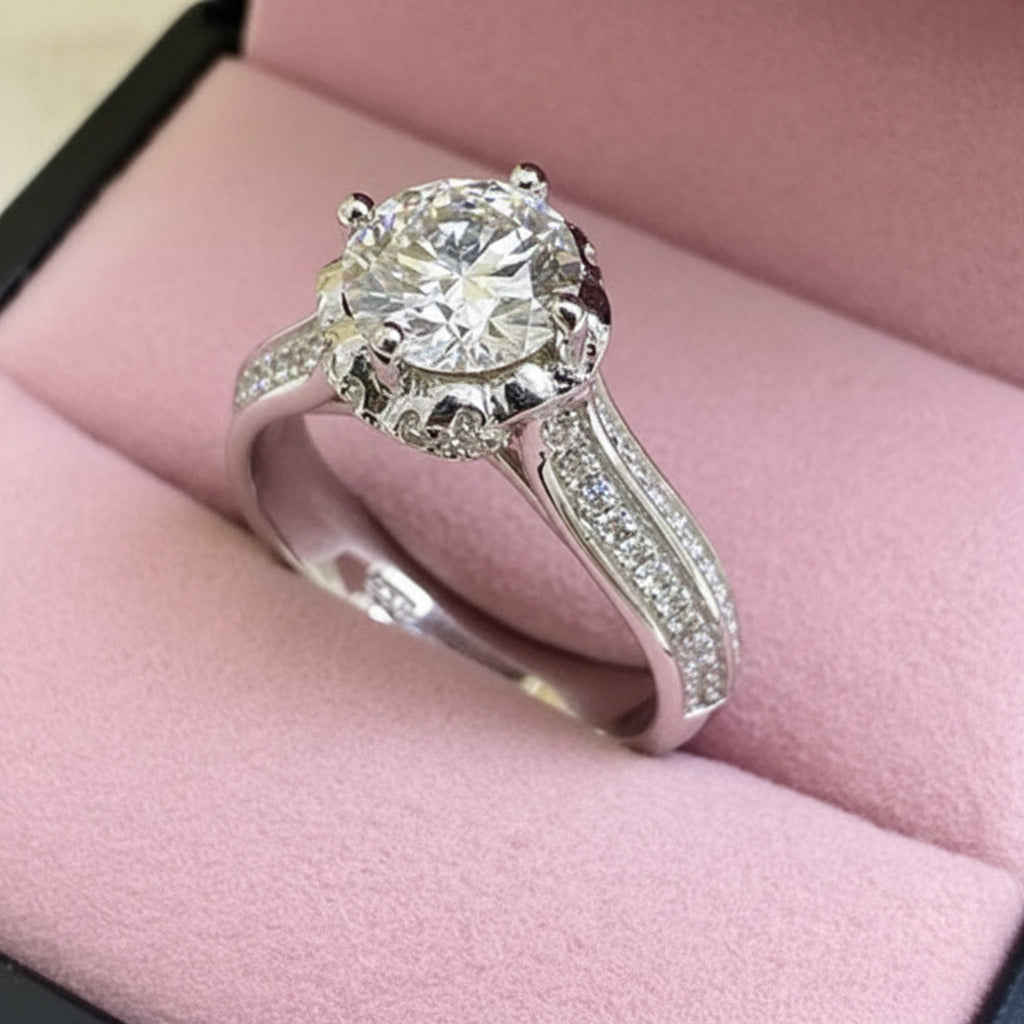 1.0 Ct Round Cut Diamond Option Engagement Ring-Black Diamonds New York
