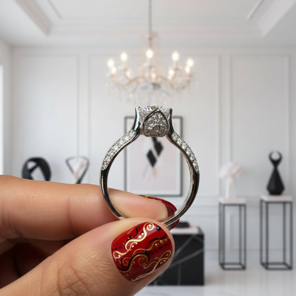 1.0 Ct Round Cut Diamond Option Engagement Ring-Black Diamonds New York