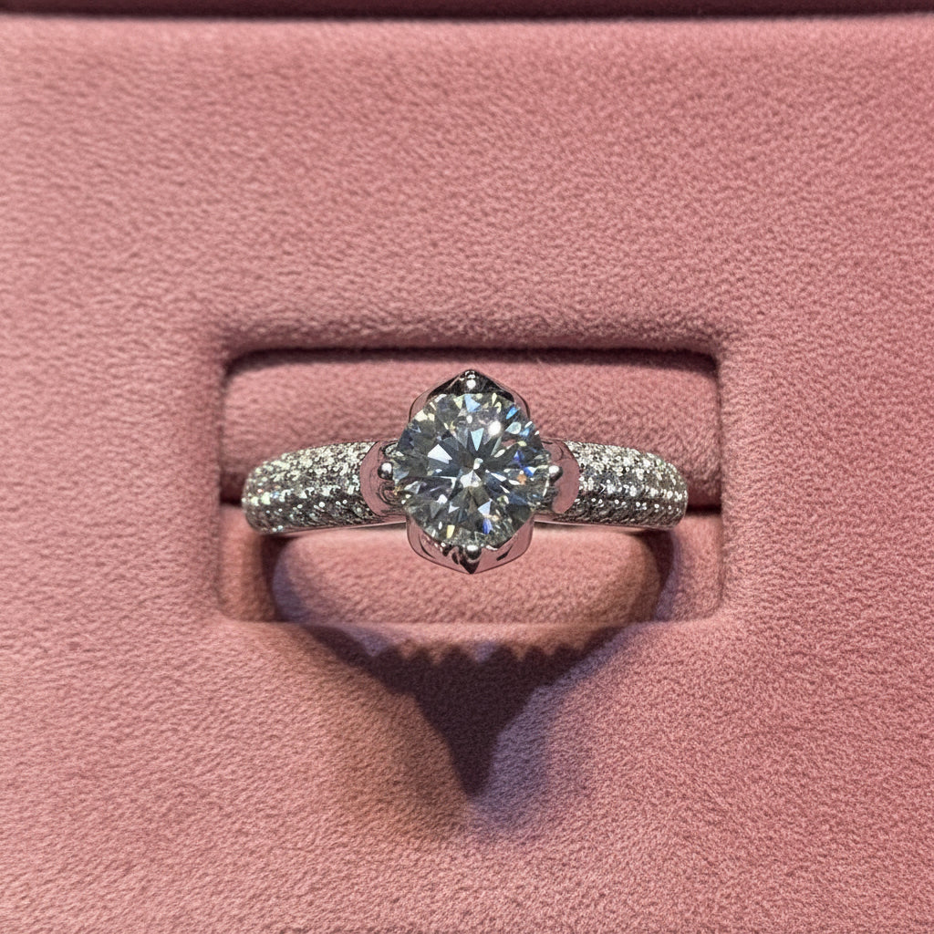 1.0 Ct Round Cut Diamond Option Engagement Ring-Black Diamonds New York