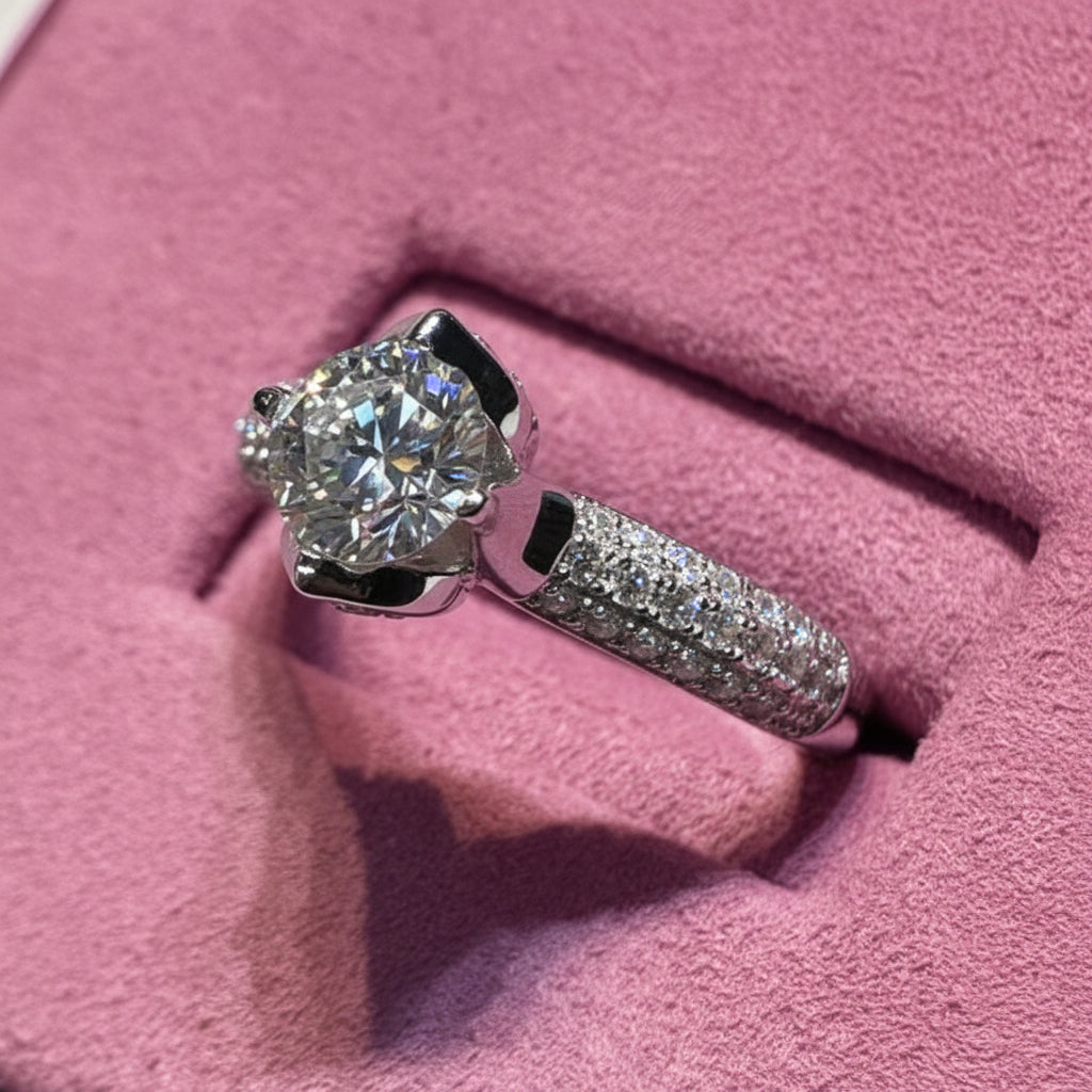 1.0 Ct Round Cut Diamond Option Engagement Ring-Black Diamonds New York