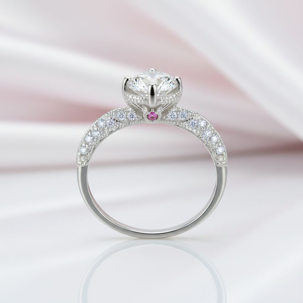 1.0 Ct Round Cut Diamond Option Engagement Ring-Black Diamonds New York
