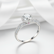 1.0 Ct Round Cut Diamond Engagement Ring-Black Diamonds New York