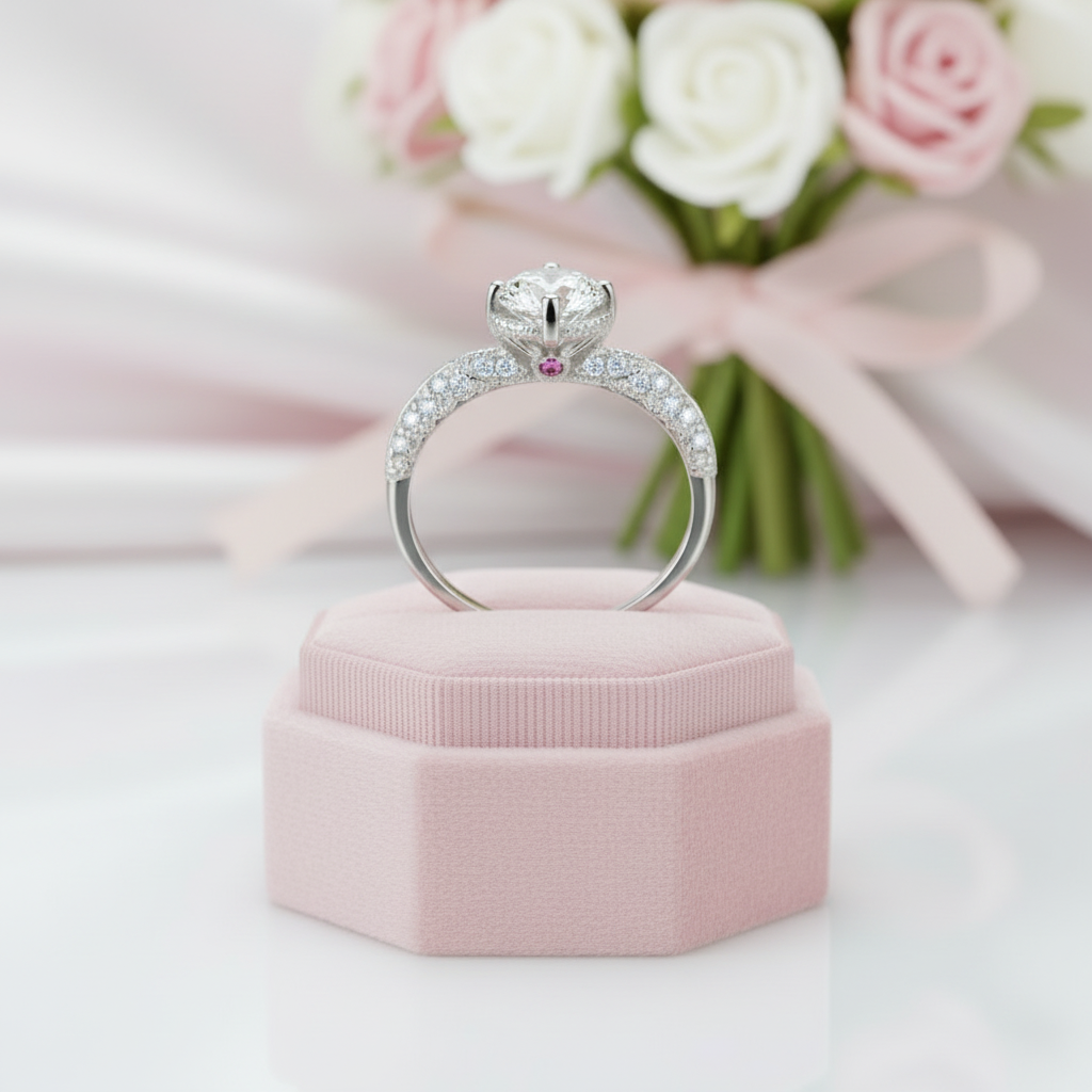 1.0 Ct Round Cut Diamond Option Engagement Ring-Black Diamonds New York