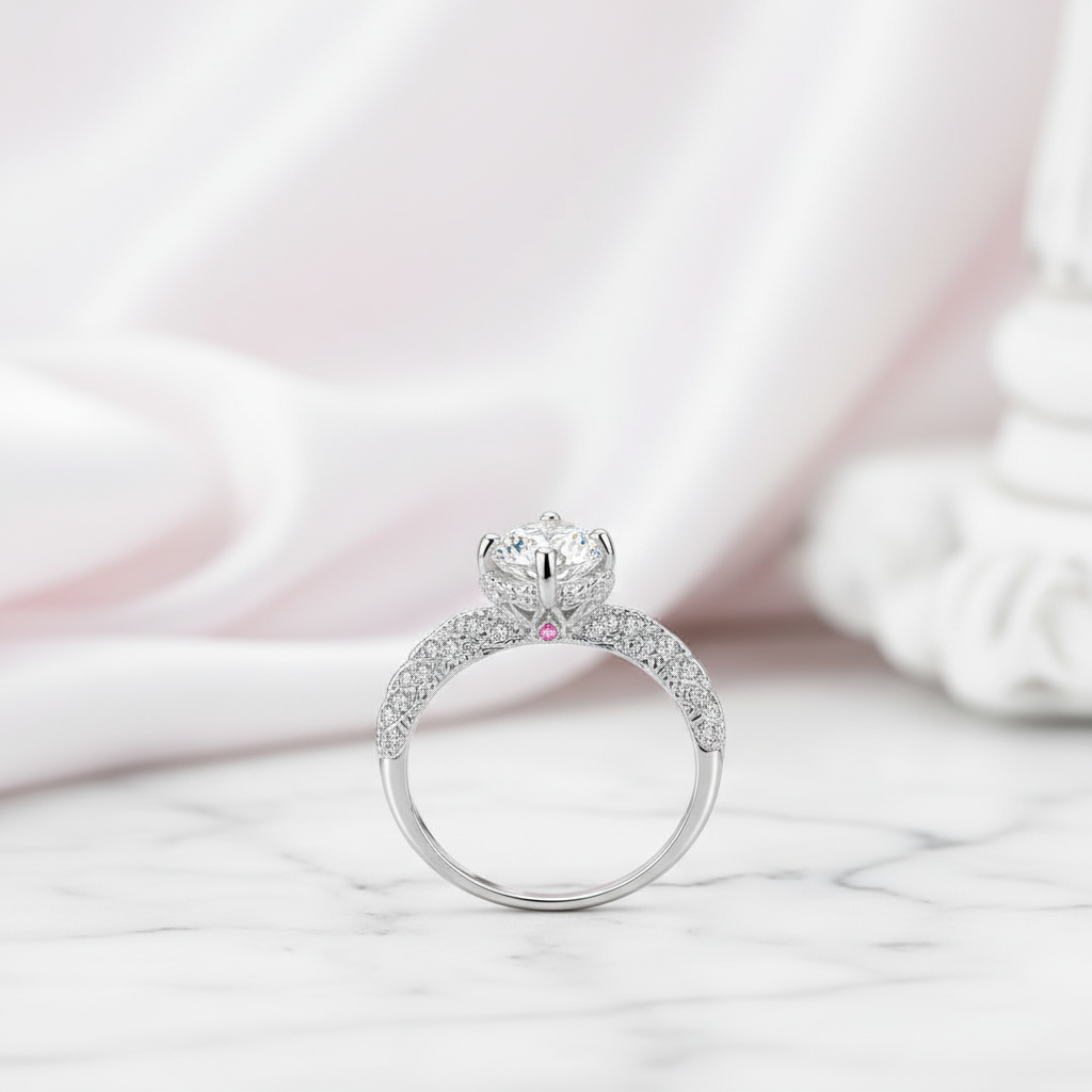 1.0 Ct Round Cut Diamond Option Engagement Ring-Black Diamonds New York