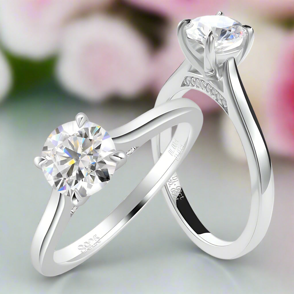 1.0 Ct Round Cut Diamond Engagement Ring-Black Diamonds New York